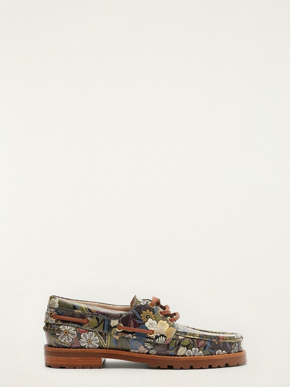 Farm Rio - Floral Embroidered Leather Boat Shoe in Multicolor